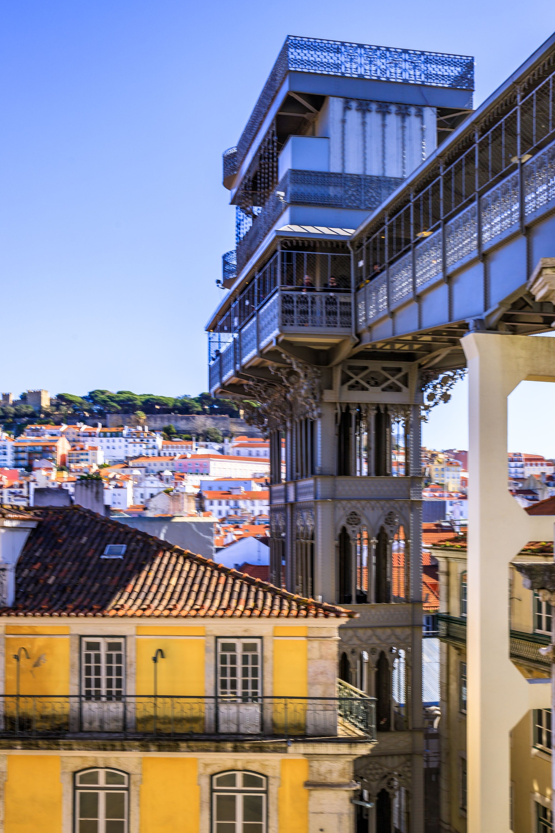 Old town of Lisbon, narrow streets, old colorful houses, urban cityscape from Portugal